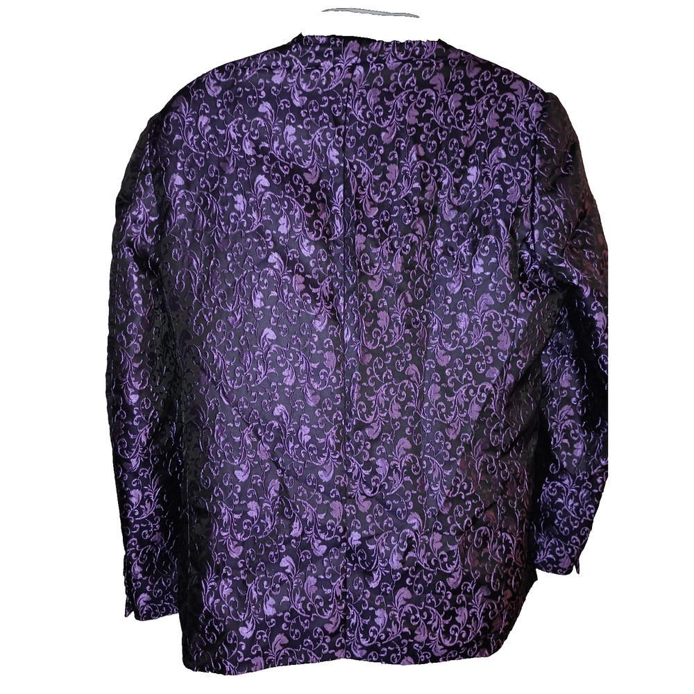 COOFANDY Men's Purple Floral Jacquard Blazer Tuxedo Jacket Size L M008 - Picture 2 of 11